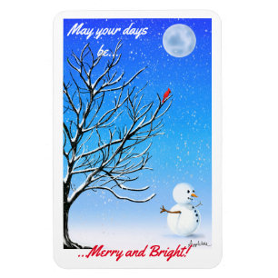 The Cardinal and the Snowman Magnet