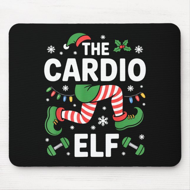 The Cardio Elf Funny Fitness Christmas Gym Workout Mouse Pad (Front)