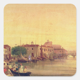 The Careenage, Bridgetown, Barbados, c.1848 Square Sticker