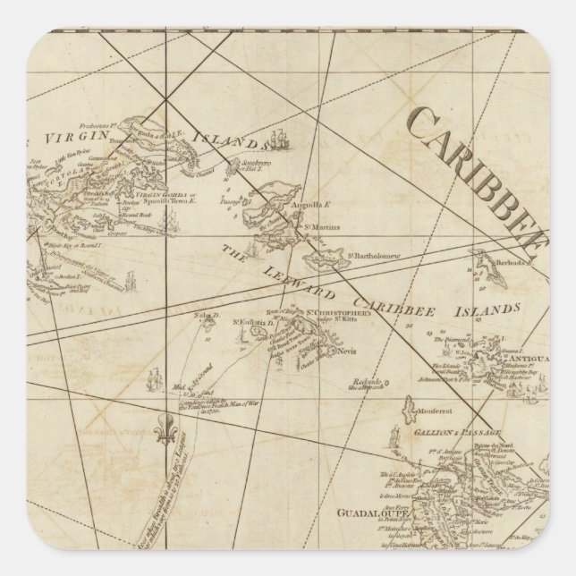 The Caribbean Islands, the Virgin Islands Square Sticker (Front)