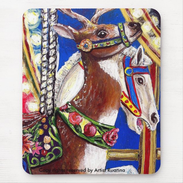 The Carousel Deer Mouse Pad (Front)