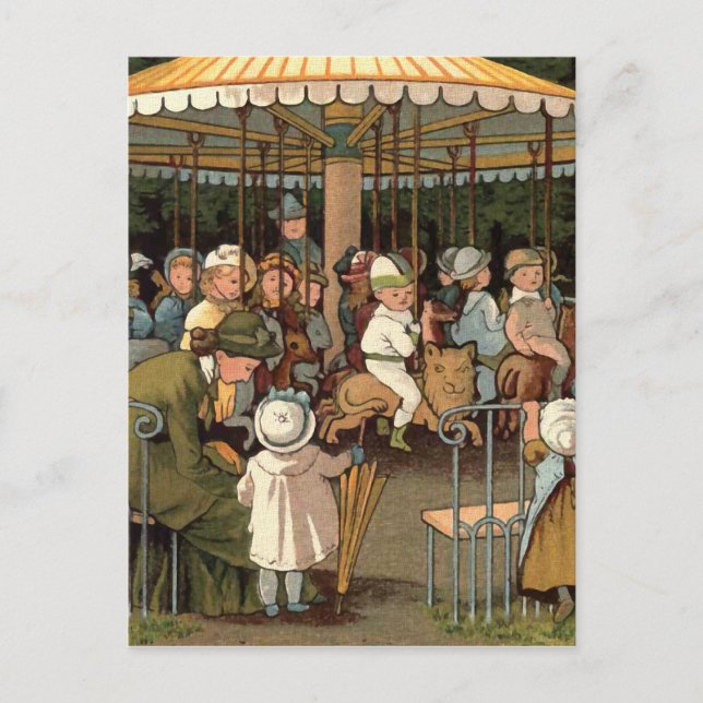 The Carousel Vintage Illustration Postcard (Front)