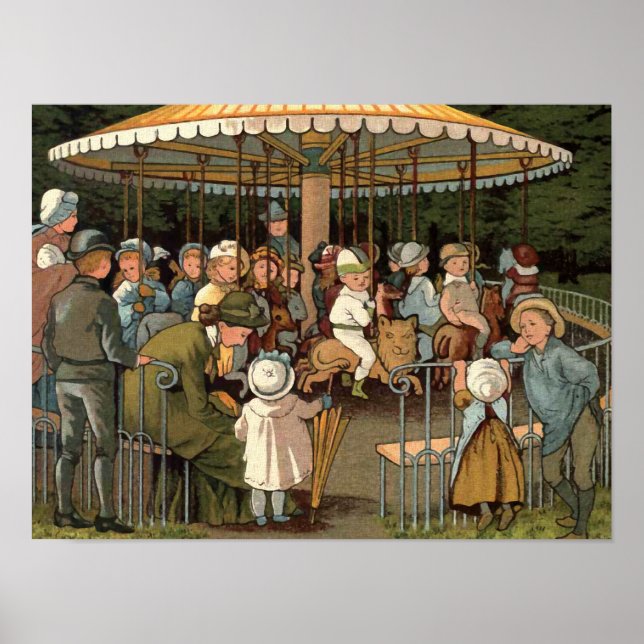 The Carousel Vintage Illustration Poster (Front)