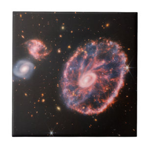 The Cartwheel Galaxy And Its Companion Galaxies. Ceramic Tile