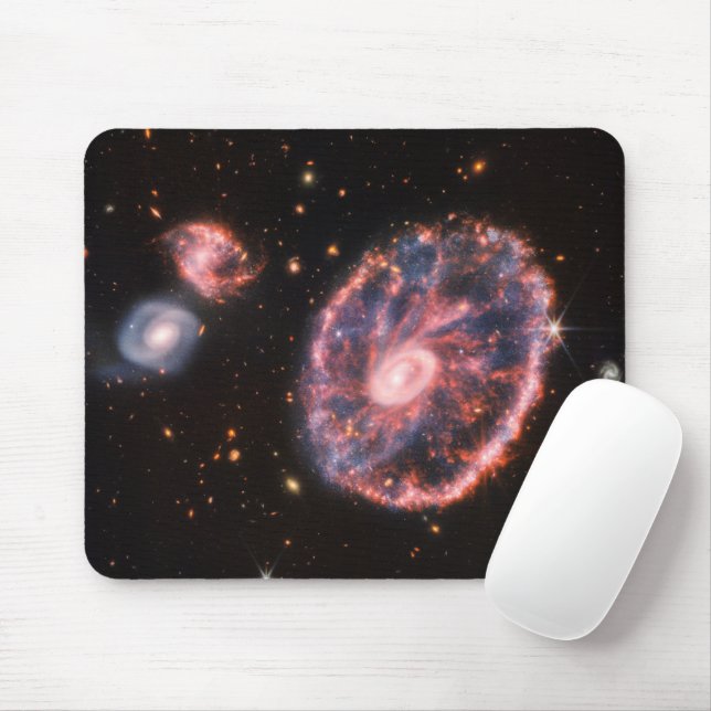 The Cartwheel Galaxy And Its Companion Galaxies. Mouse Pad (With Mouse)