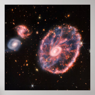 The Cartwheel Galaxy And Its Companion Galaxies. Poster