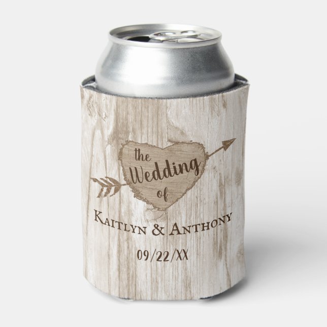 The Carved Heart Tree Wedding Collection Favour Can Cooler (Can Front)
