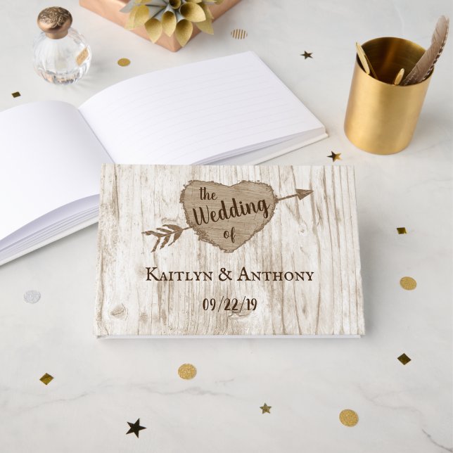 The Carved Heart Tree Wedding Collection Guest Book (Front Open)