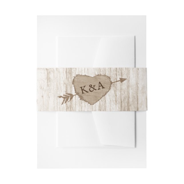 The Carved Heart Tree Wedding Collection Invitation Belly Band (Front Example)