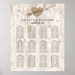 The Carved Heart Tree Wedding Collection Seating Poster