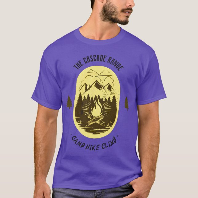 The Cascade Range Camp Hike Climb Yellow girl T-Shirt (Front)