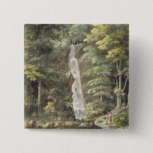 The Cascade Waterfall at Hestercombe Gardens (w/c 15 Cm Square Badge