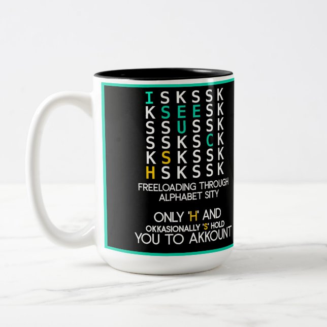 The Case Against C: Funny Alphabet Mug (Left)