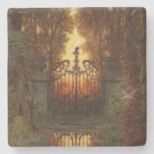 The Castle Gate (by Ferdinand Knab) Stone Coaster (Front)