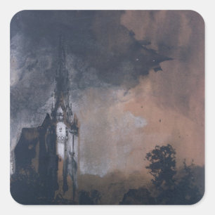 The Castle in the Moonlight Square Sticker