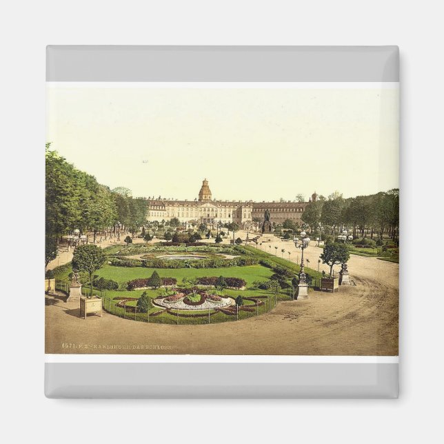 The Castle, Karlsruhe, Baden, Germany rare Photoch Magnet (Front)