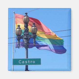 The Castro Street Sign Rainbow Flag Fridge Magnet