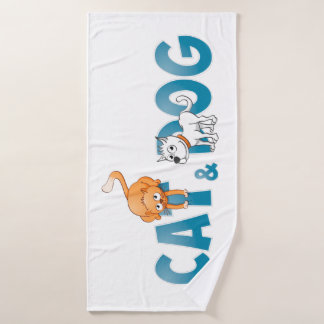 The cat and the dog. bath towel