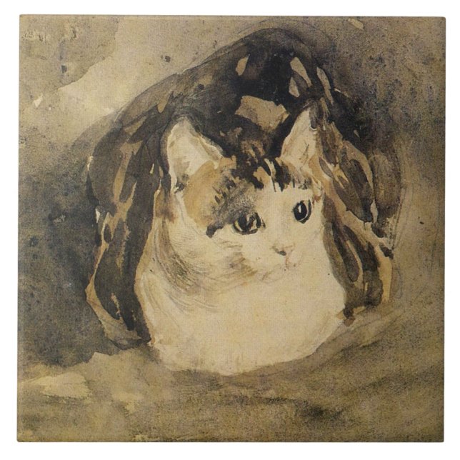 The Cat (by Gwen John) Ceramic Tile (Front)