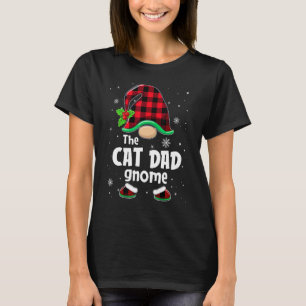 The Cat Dad Gnome Buffalo Plaid Christmas Matching T-Shirt