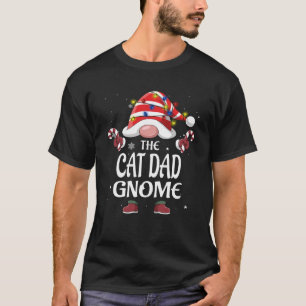 The Cat Dad Gnome Tree Light Buffalo Plaid Christm T-Shirt