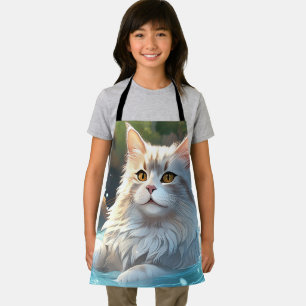 The Cat Enjoing a Hot Spring: All-Over Print Apron