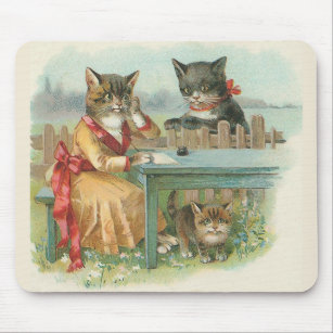 "The Cat Family" Vintage Mousepad