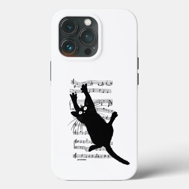 The cat hangs on musical notes Case-Mate iPhone case (Back)