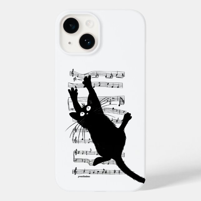 The cat hangs on musical notes Case-Mate iPhone case (Back)