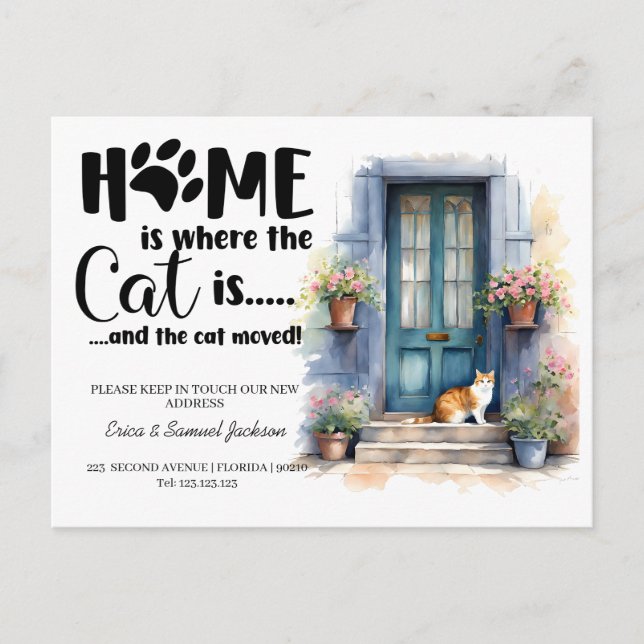 the cat has moved! new address announcement  (Front)