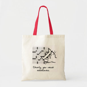 The Cat Helps with the Crossword - Funny Cat Tote