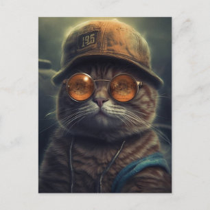 The cat in a hat and sunglasses postcard