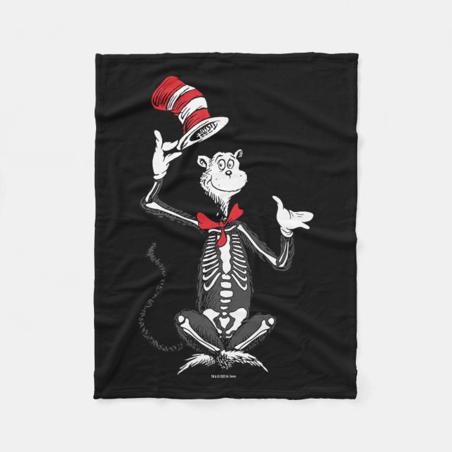 The Cat In The Hat Skeleton Hat’s Off Halloween Pr Fleece Blanket (Front)