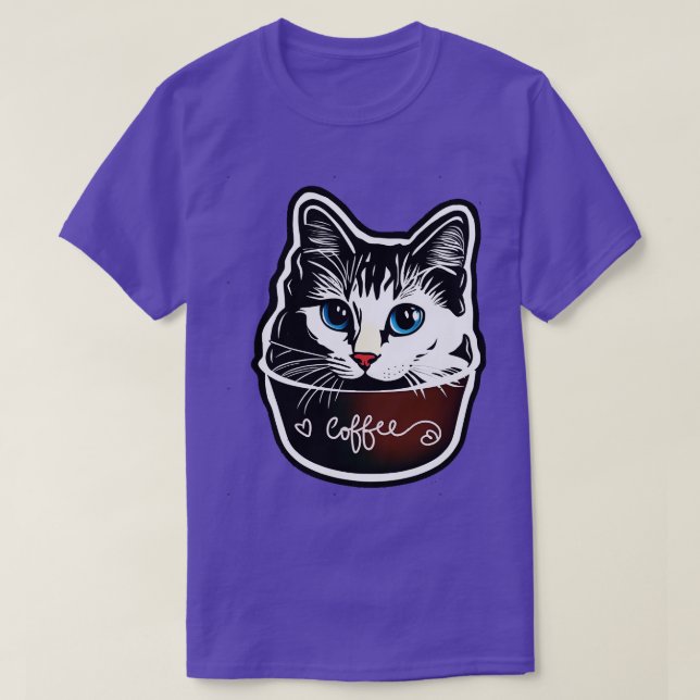 The Cat Inside a Cup Of Coffee T-Shirt (Design Front)