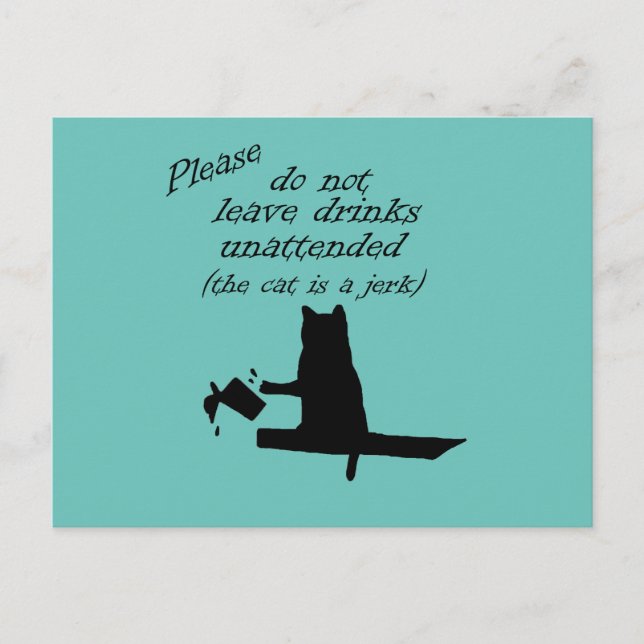 The Cat is a Jerk Postcard (Front)