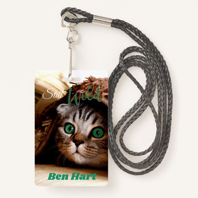 The Cat Is Still Wild ID Badge (Front with Lanyard)