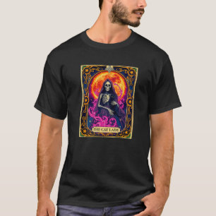 The Cat Lady Skeleton Tarot Card With Cat Design T-Shirt