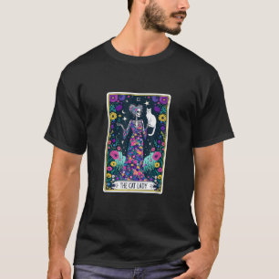 The Cat Lady Tarot Card Halloween Skeleton Skul Oc T-Shirt