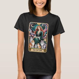 The Cat Lady Tarot Card Halloween Witchy Gothic Ca T-Shirt