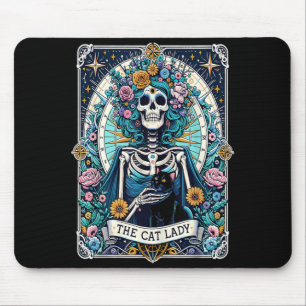 The Cat Lady Tarot Card Skeleton Cat Mum Cat Lover Mouse Pad