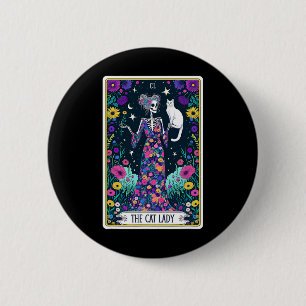 The Cat Lady Tarot Card Skeleton Mothers Day Cat L 6 Cm Round Badge