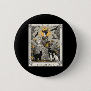 The Cat Lady Tarot Card Vintage Gothic Women Cat M 6 Cm Round Badge