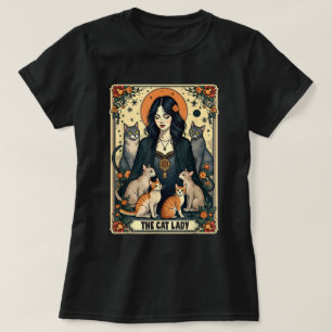 The Cat Lady Tarot Card Witchy Gothic Cat Mum T-Shirt