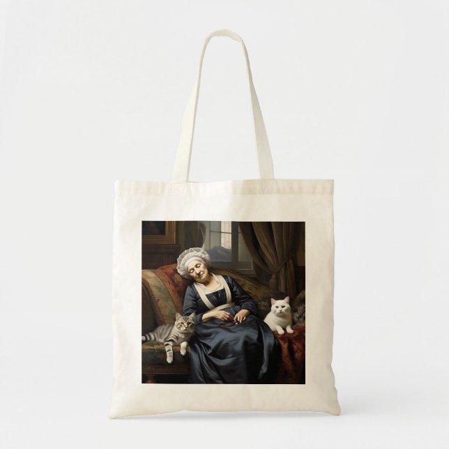 " THE CAT LADY'S REPOSE " TOTE BAG (Front)