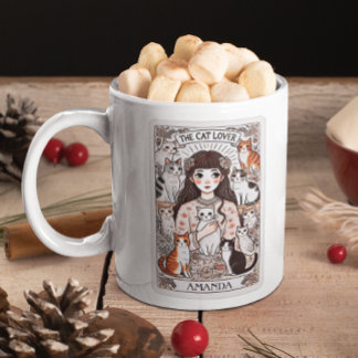 The Cat Lover Tarot Card Custom Name Coffee Mug