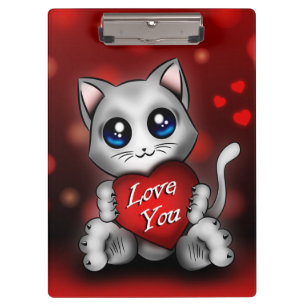 The cat loves you clipboard