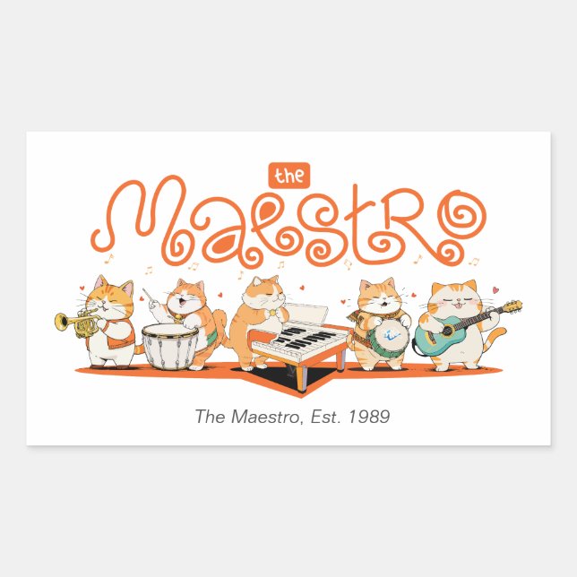 The Cat Maestro Rectangular Sticker (Front)