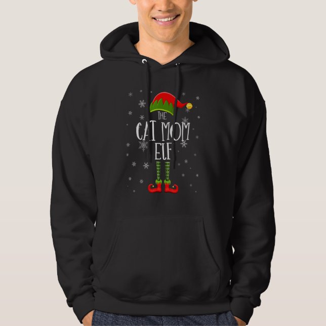 The Cat Mom Elf Elf Family Christmas Merry Christm Hoodie (Front)