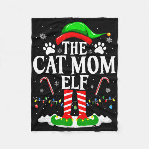 The Cat Mom Elf Xmas Funny Cats Lover Christmas Ca Fleece Blanket