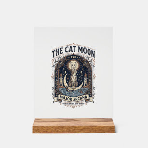 The Cat Moon Cat Tarot Card Major Arcana Vintage V Acrylic Sign